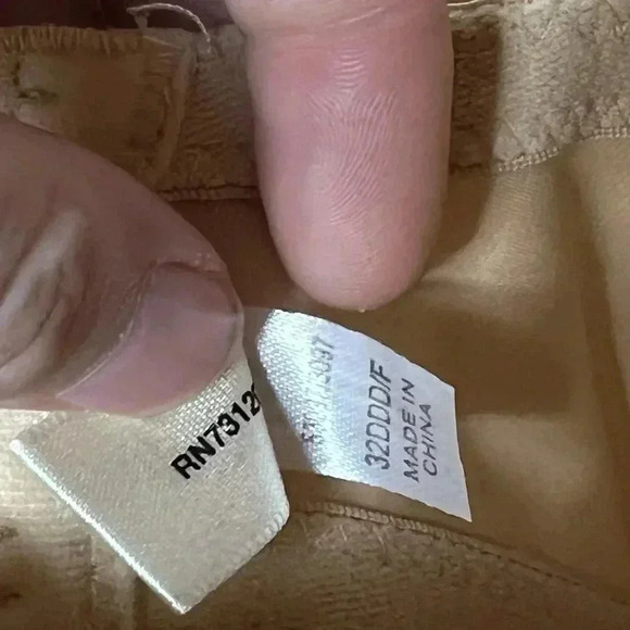 0344. Frederick’s of Hollywood Vintage Underbust‎ Bra 32F Beige Lace Trim - Picture 6 of 7